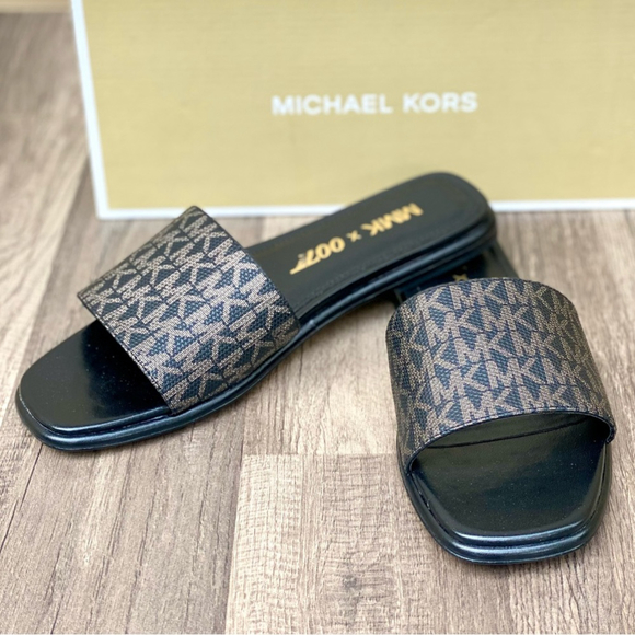 Michael Kors Sadler Slide flip flops Black/Gold - Picture 5 of 7